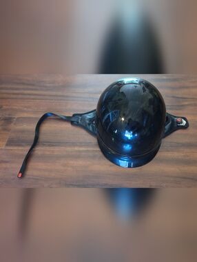 GUC Fuel Adult Glossy Black Motorcycle Half Helmet With Safety Strap DOT